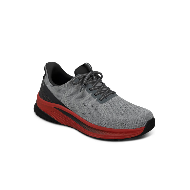 Tilos Men’s Hands-Free Athletic Sneaker in gray and red