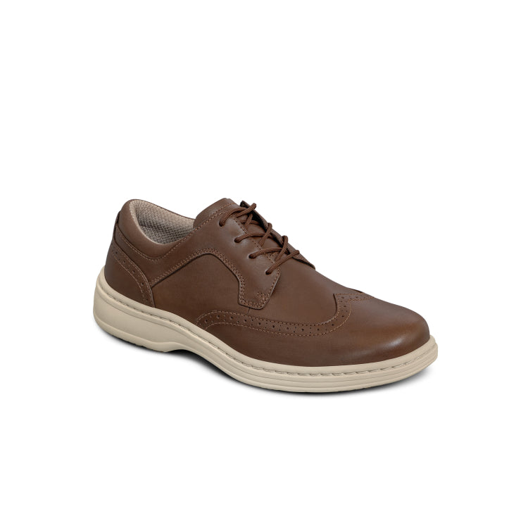 Moreno Men’s Orthopedic Wingtip Dress Shoe in brown