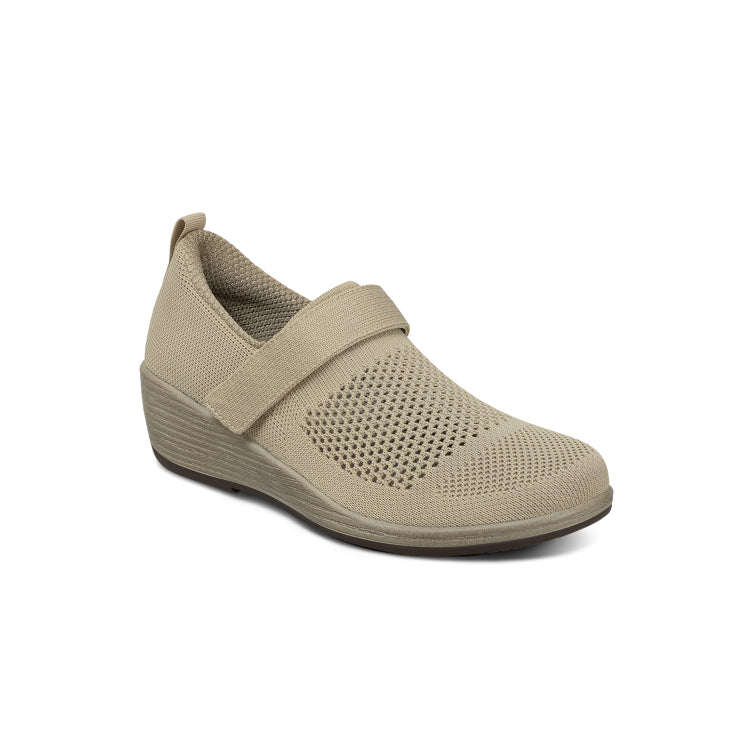 Eve Women’s Stretchable Wedge Loafer in beige