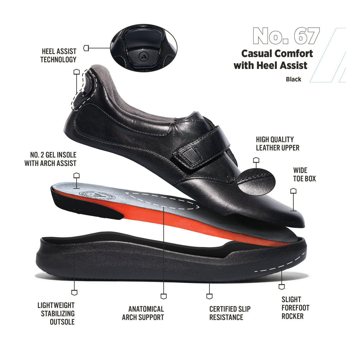 Anodyne No. 67 Women's Casual Comfort – Black, view 2